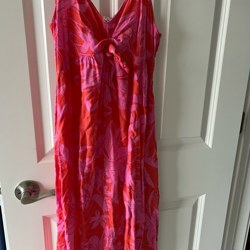 Vibrant Red and Pink Floral Dress